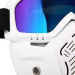 Masca protectie fata din plastic dur + ochelari ski, lentila multicolora, model MDA03